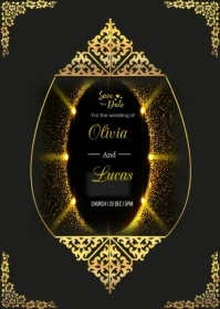 Elegant wedding invitation card video A6 template