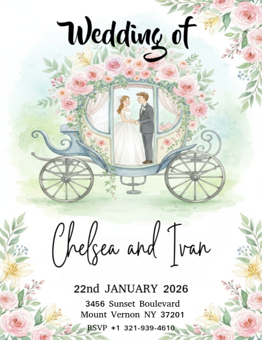 White Wedding Invitation Flyers Template | PosterMyWall