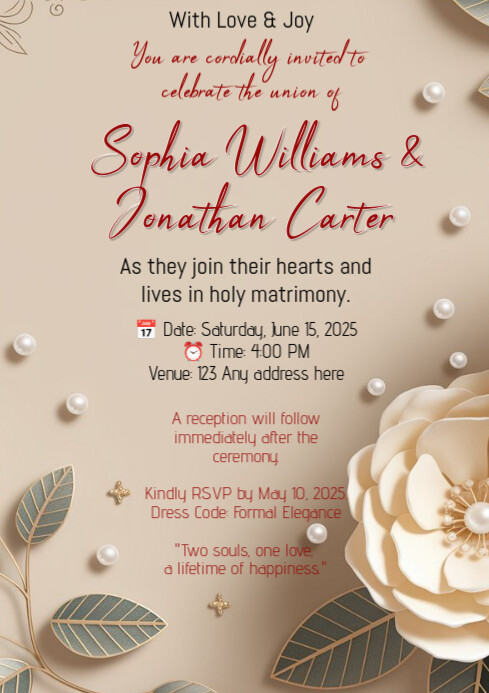wedding invitation design 2025 A4 template