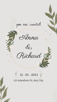 wedding invitation Digital Display (9:16) template