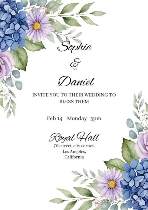 White Wedding Invitation A4 Template | PosterMyWall