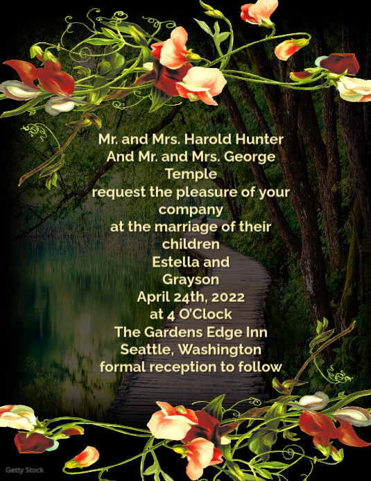Wedding Invitation Flyer Folheto (US Letter) template