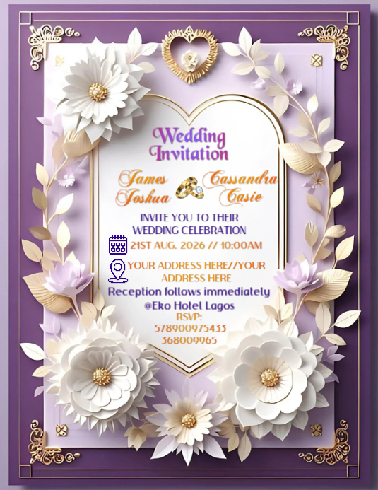 White Wedding Invitation Flyers Template | PosterMyWall