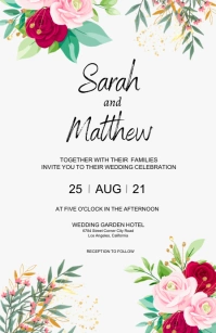 wedding invitation flyer template Half Page Wide