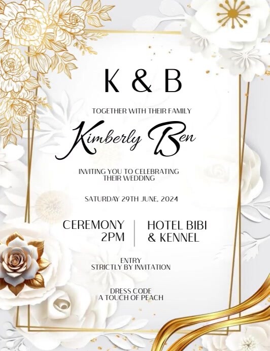 Wedding Invitation Gold and White flyer