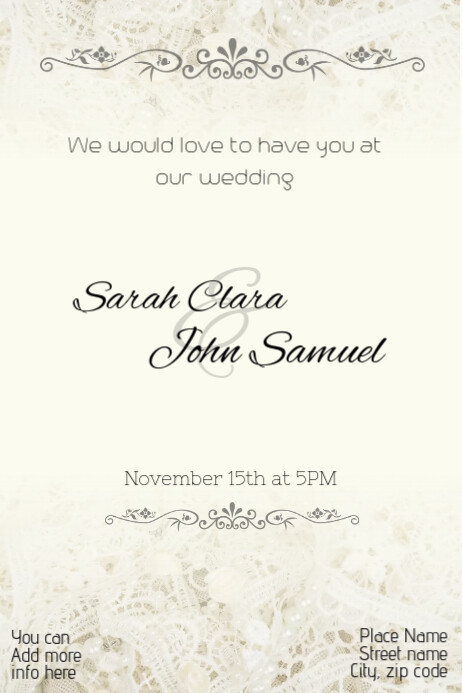 Hochzeit Einladung Vorlage Spitze Vorlage Postermywall