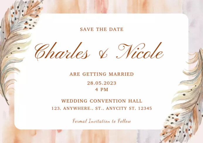 Wedding Invitation landscape Template | PosterMyWall