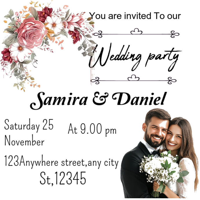 Wedding invitation party card Instagram post Template | PosterMyWall