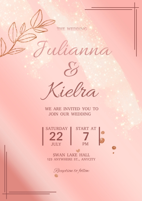 Wedding Invitation Pink Template | PosterMyWall
