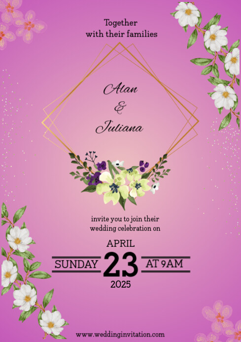 Wedding Invitation Potrait a4 Template | PosterMyWall