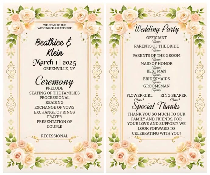 Wedding Invitation Program Flyer Template | PosterMyWall