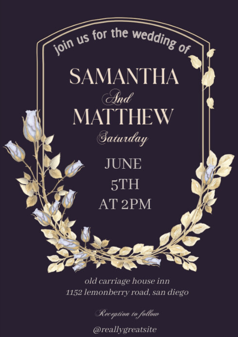 Plantilla de Wedding invitation reception | PosterMyWall
