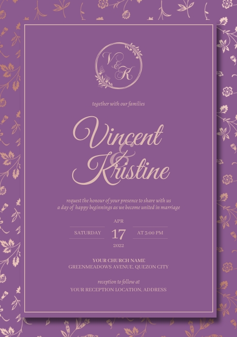 Wedding Invitation Template A4