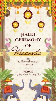 Wedding Invitation Traditional Indian Ceremony Animated Mobile Video Digital Display (9:16) template