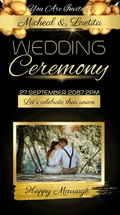 Wedding Invitation VIDEO DESIGN Template, gol Instagram Story