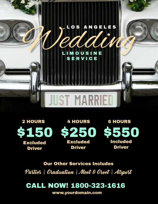 Limo Rent Flyer Wedding Limousine Service Flyer Poster Template | PosterMyWall