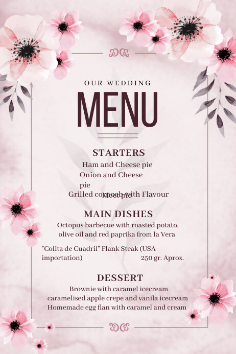 Modele Menu De Mariage Anniversaire Postermywall Modele Menu De Mariage Anniversaire Postermywall