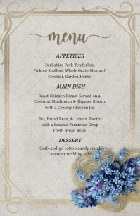 wedding menu card blossom floral design (1) 半版 template