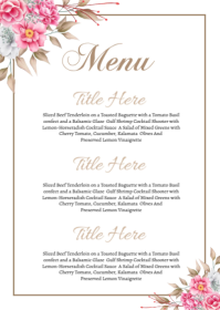 Wedding Menu card A6 template