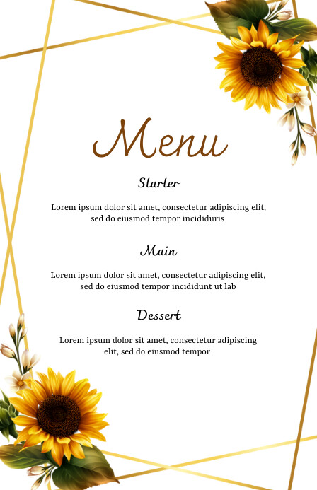 Wedding Menu card template (5) Szeroki pół strony