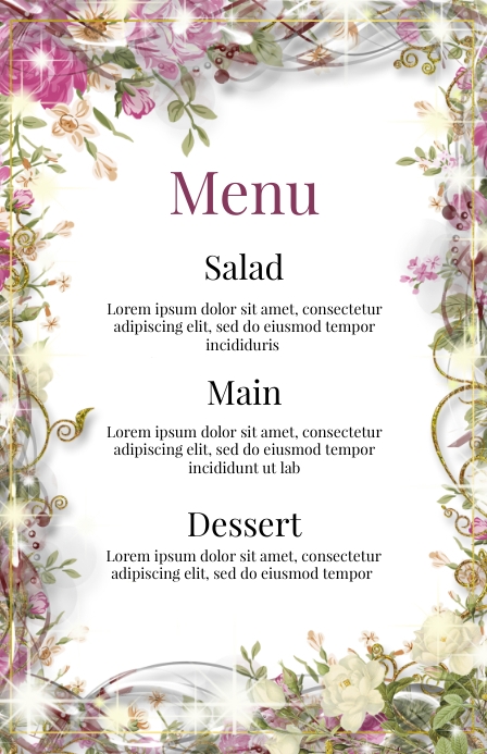 Wedding Menu card template (5) Halv side bred