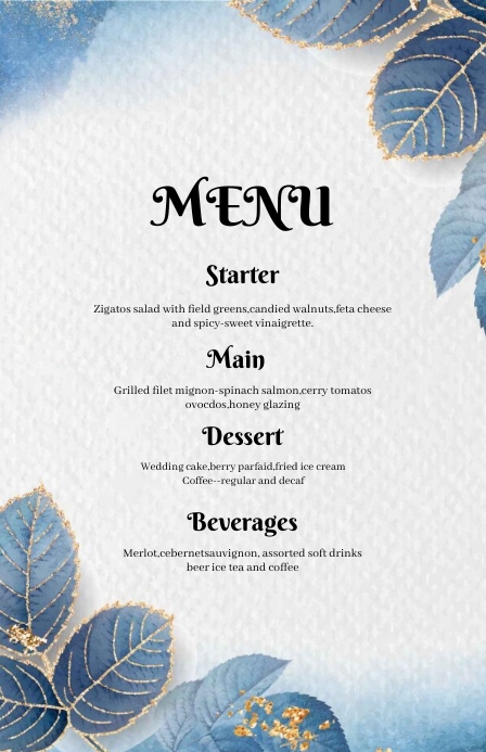 Wedding Menu Card Template (6) Szeroki pół strony