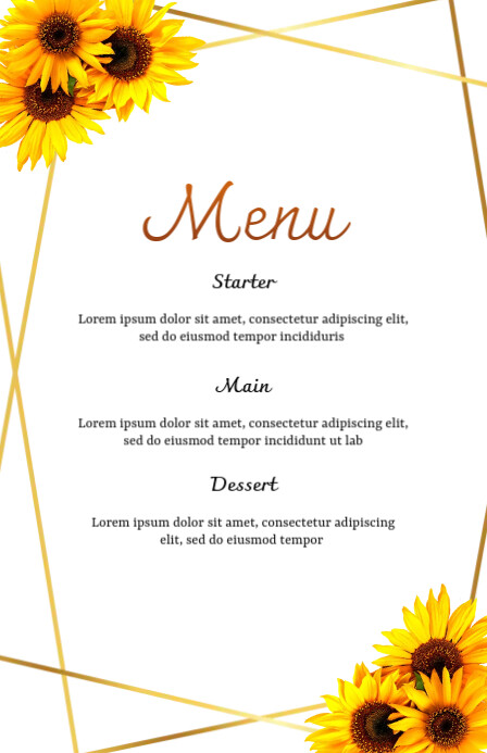 Wedding Menu card template (6) Szeroki pół strony