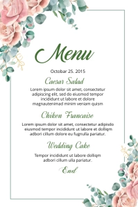 Wedding Menu Card Template Label