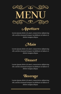 Wedding Menu card Template Half Page Wide