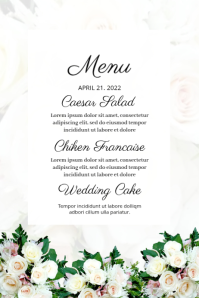 Wedding Menu Card Template white color Label