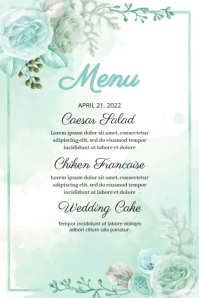 Wedding Menu Card Template white color Etykieta