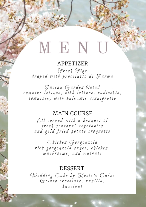wedding menu A4 template