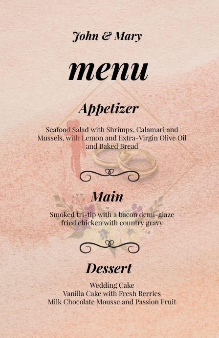 Wedding Menu Half Page Wide Template PosterMyWall wedding-menu-half-page-wide-template-postermywall