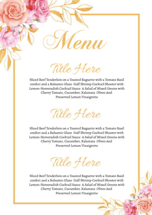 A6 Menu Rectangular White Menu Design A6 Template | PosterMyWall