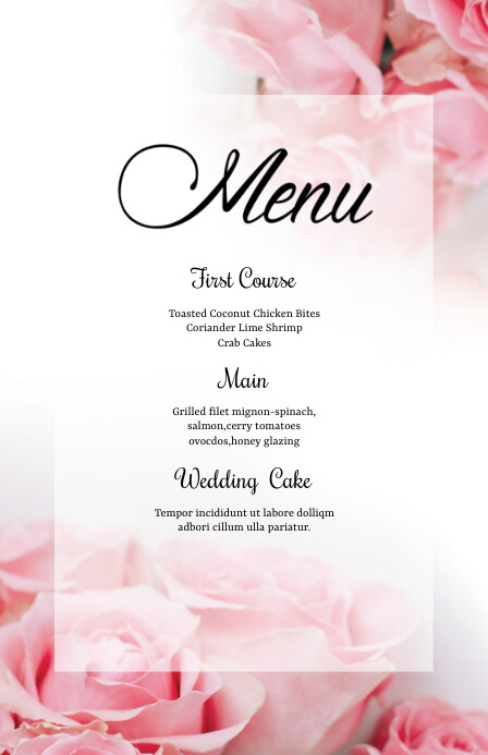 Wedding Menu pink Card Template (3) Szeroki pół strony