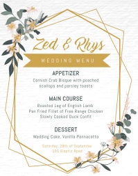 Wedding Menu Template Poster/Wallboard