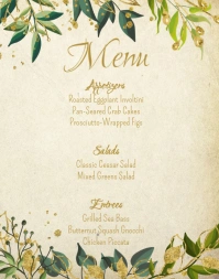 Wedding Menu Template Brown Background Poster/Wallboard