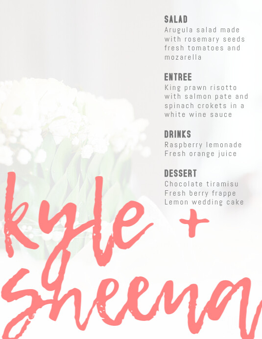 Wedding Menu Template Flyer (US-Letter)