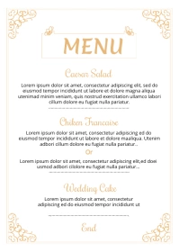 Wedding Menu Template A6