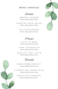 Wedding Menu Template Полстраницы широкого формата