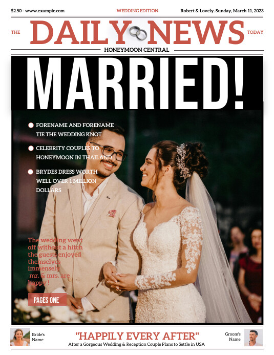 Wedding newspaper template 60 photos