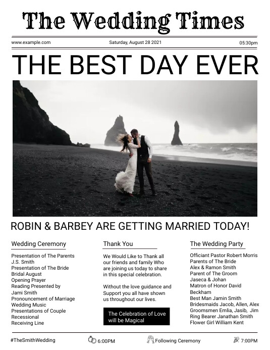 Wedding newspaper template 60 photos