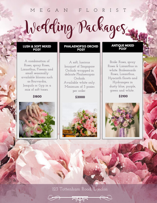 Wedding Packages Florist Flyer Template PosterMyWall
