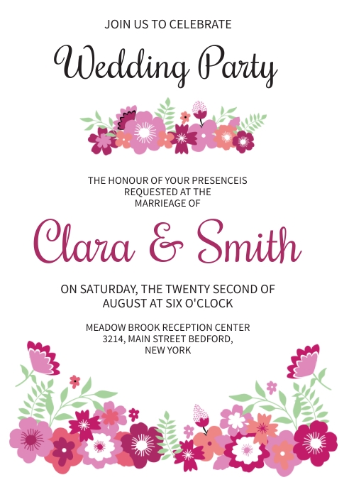Wedding Party Invitation Card Template | PosterMyWall