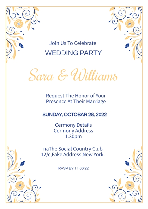 Invitable Card Wedding Party Invitation Card Template | PosterMyWall