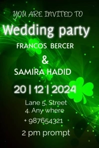 Green background wedding invitations flyer Grafica Pinterest template