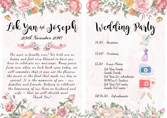 Copy of Wedding Party rundown | PosterMyWall
