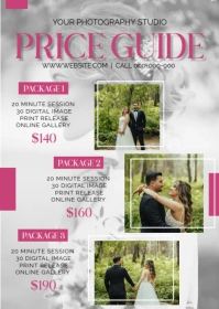 Wedding Photographer Price List Design A6 template