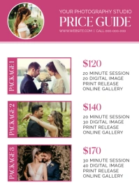 Wedding Photographer Price List Design A6 template