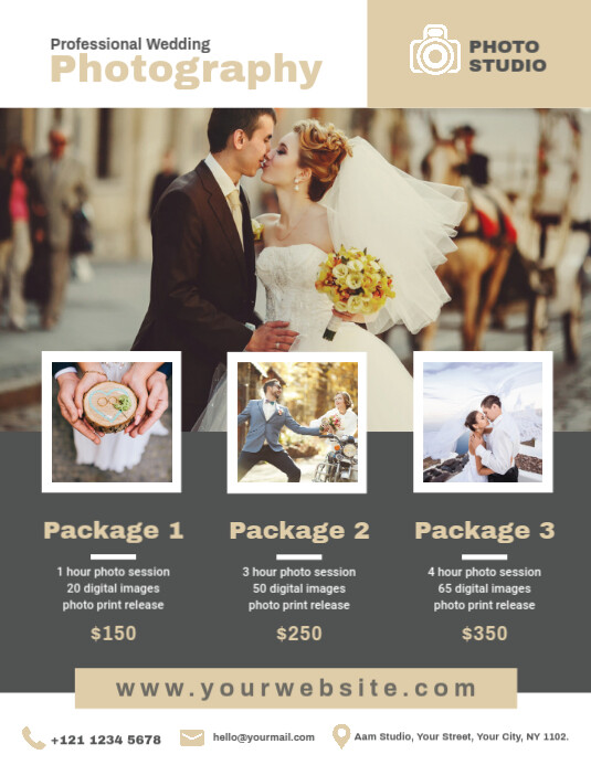 Folleto De Plantilla De Volante De Fotografia De Boda Postermywall